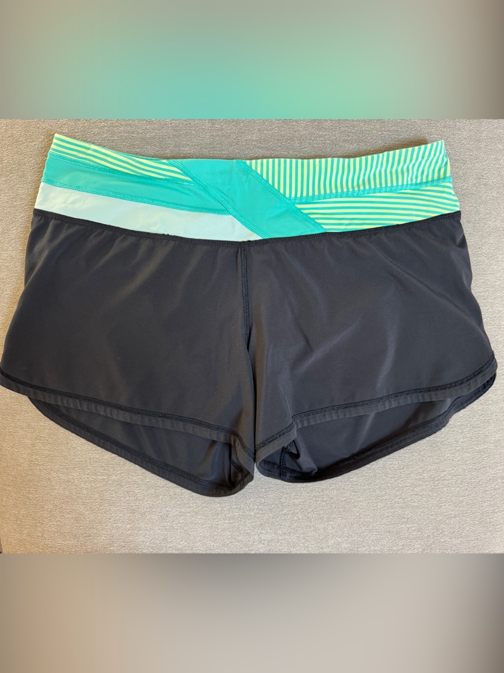 lululemon athletica Black Shorts with Teal & Mint Waistband